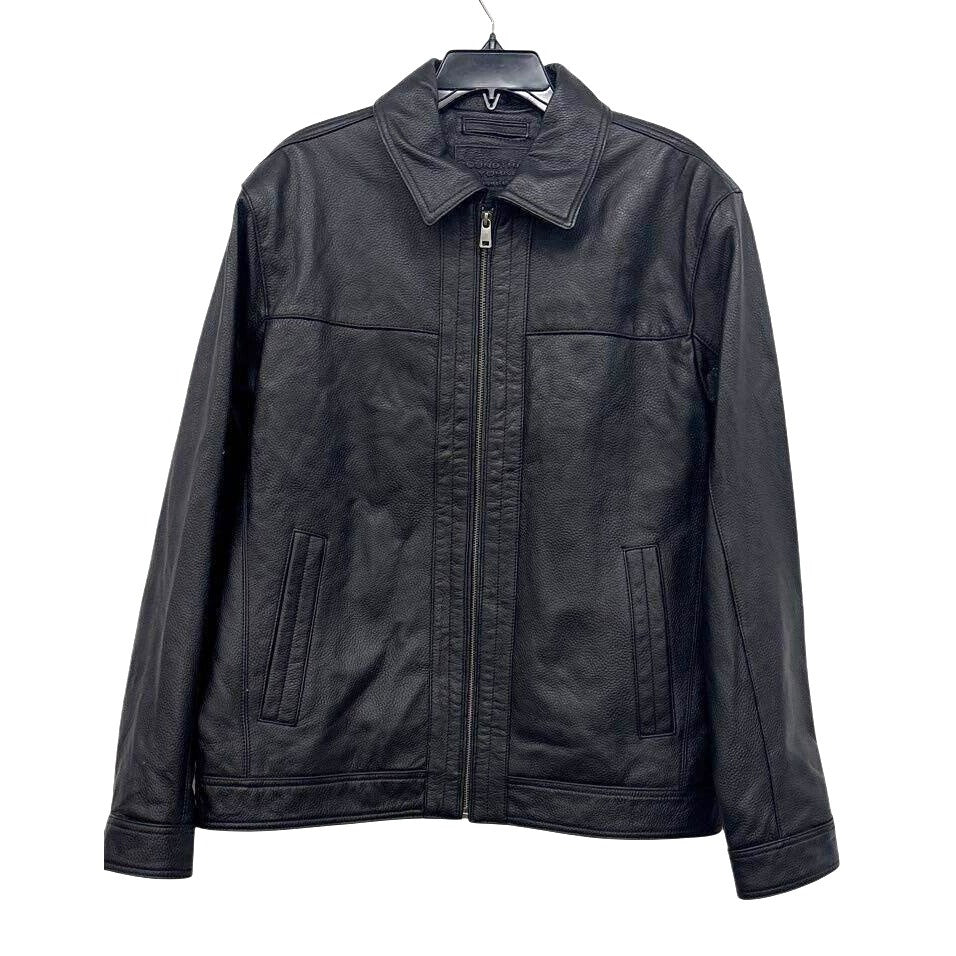 Roundtree & Yorke Premium Leather Jacket Black Genuine Lambskin Mens L