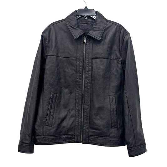 Roundtree & Yorke Premium Leather Jacket Black Genuine Lambskin Mens L