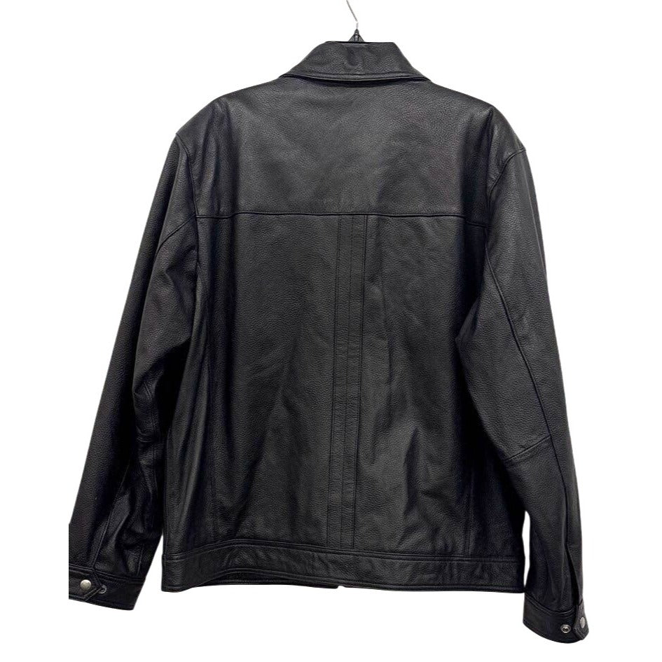 Roundtree & Yorke Premium Leather Jacket Black Genuine Lambskin Mens L