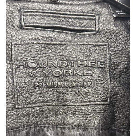 Roundtree & Yorke Premium Leather Jacket Black Genuine Lambskin Mens L