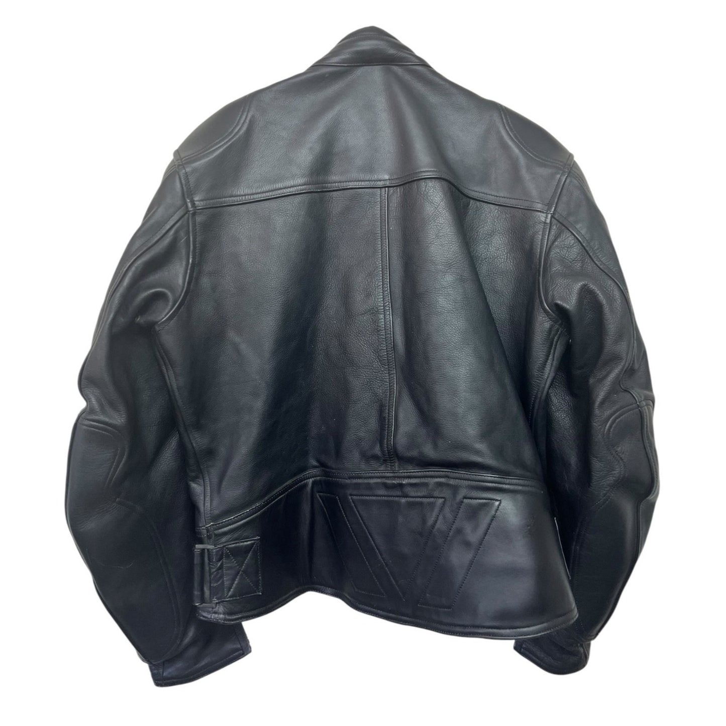 Fieldsheer Mens Black Leather Motorcycle Jacket Size 50 With Zippered Pockets & Adjustable Straps