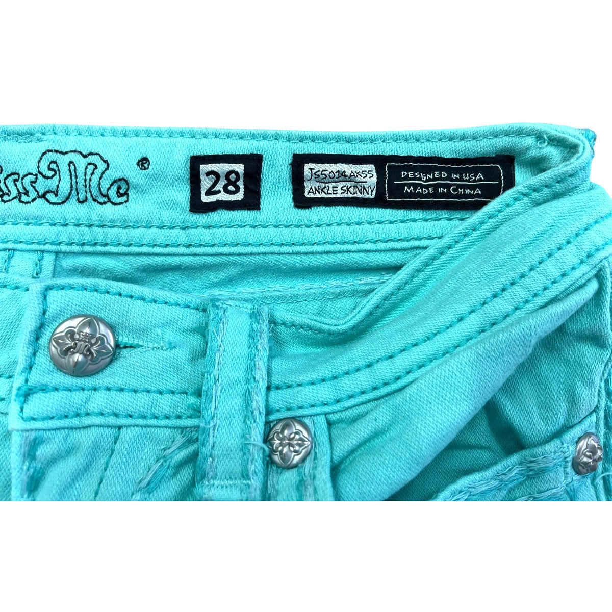 Miss Me Wome'ns Turquoise Ankle Skinny Jeans Size 28