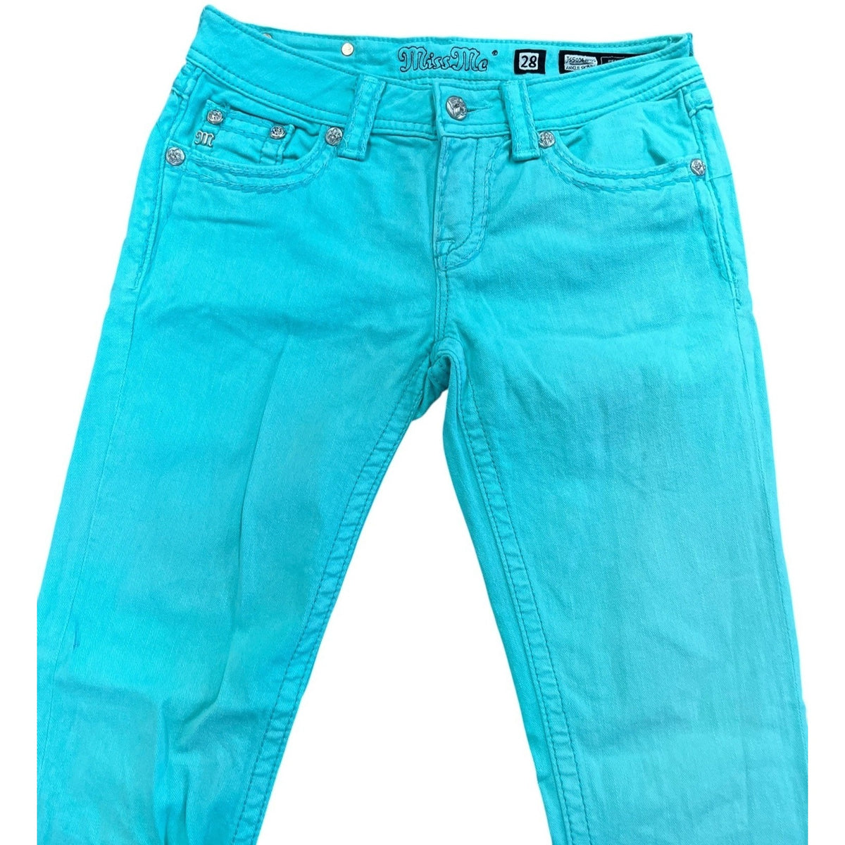 Miss Me Wome'ns Turquoise Ankle Skinny Jeans Size 28