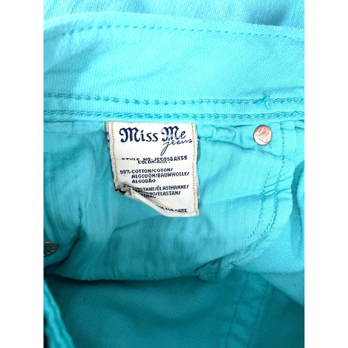 Miss Me Wome'ns Turquoise Ankle Skinny Jeans Size 28