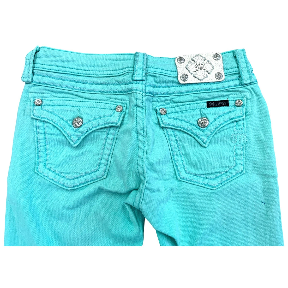 Miss Me Wome'ns Turquoise Ankle Skinny Jeans Size 28