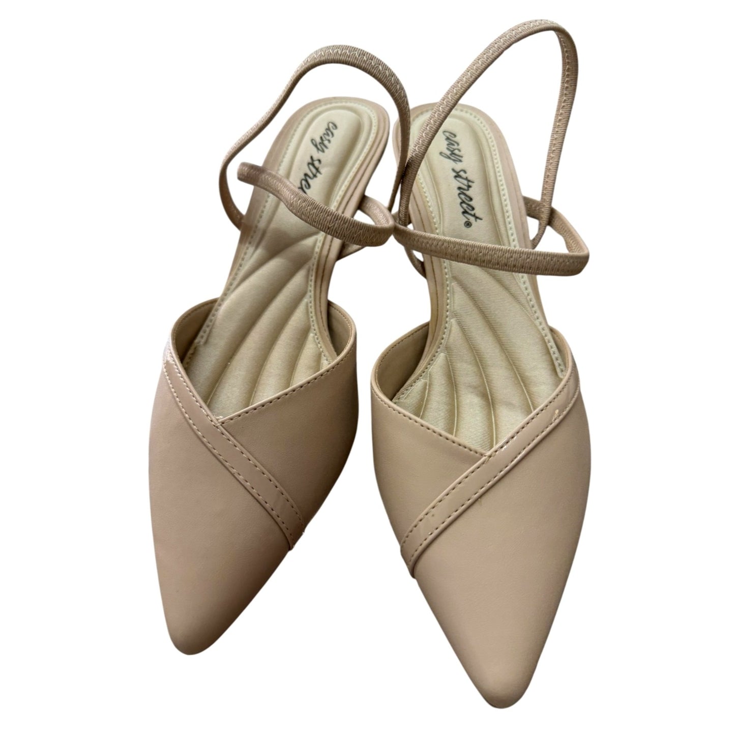 Easy Street Beige Kitten Heel Slingback Shoes 7.5W