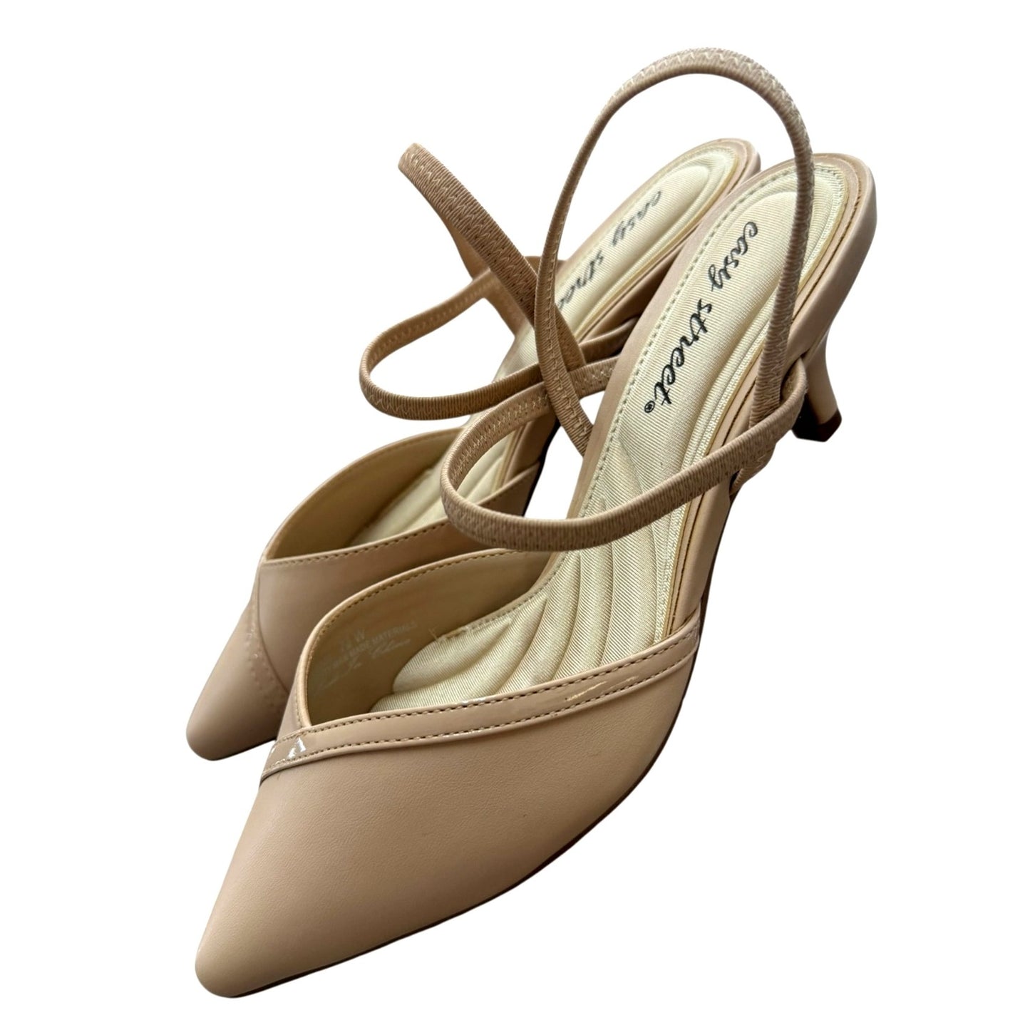 Easy Street Beige Kitten Heel Slingback Shoes 7.5W