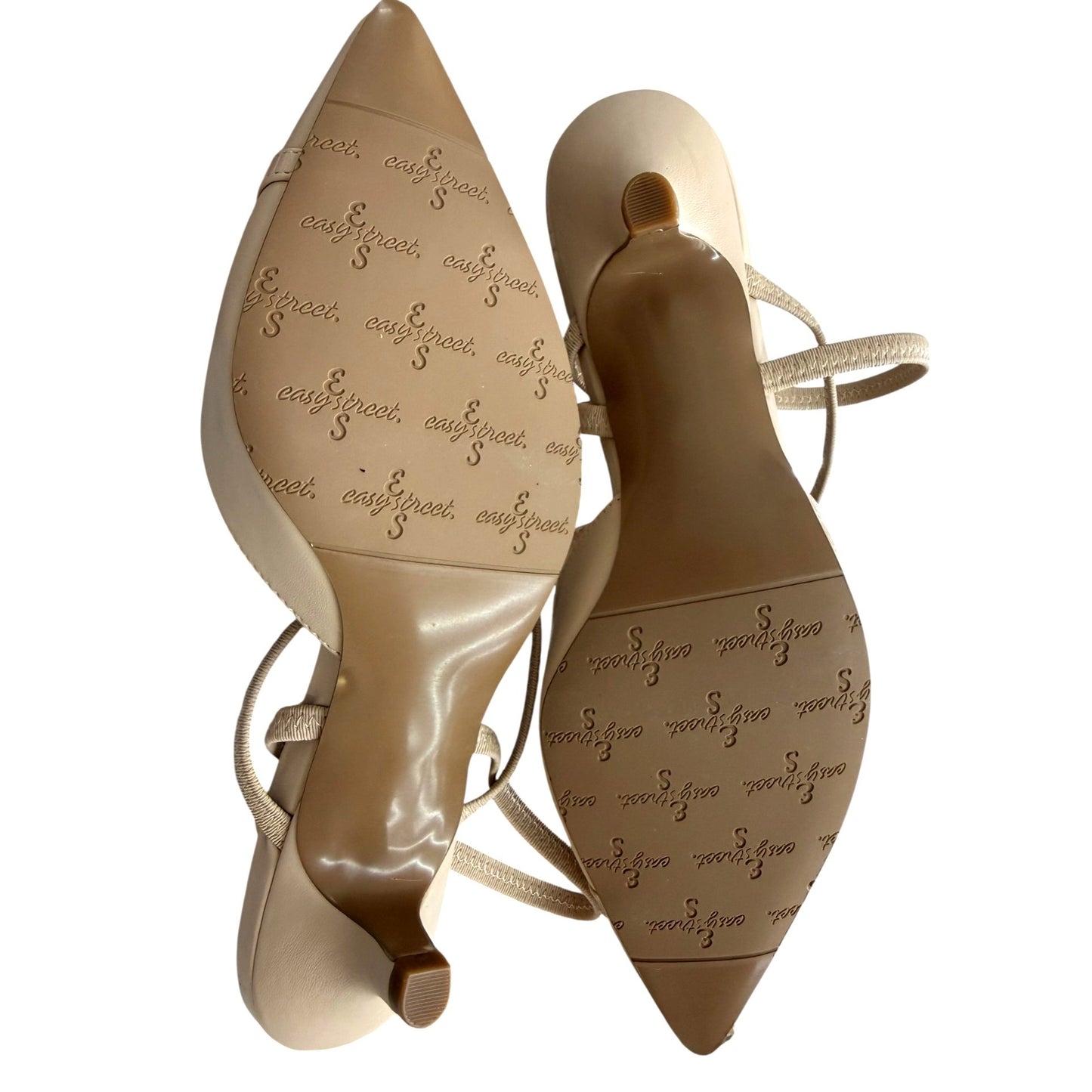 Easy Street Beige Kitten Heel Slingback Shoes 7.5W