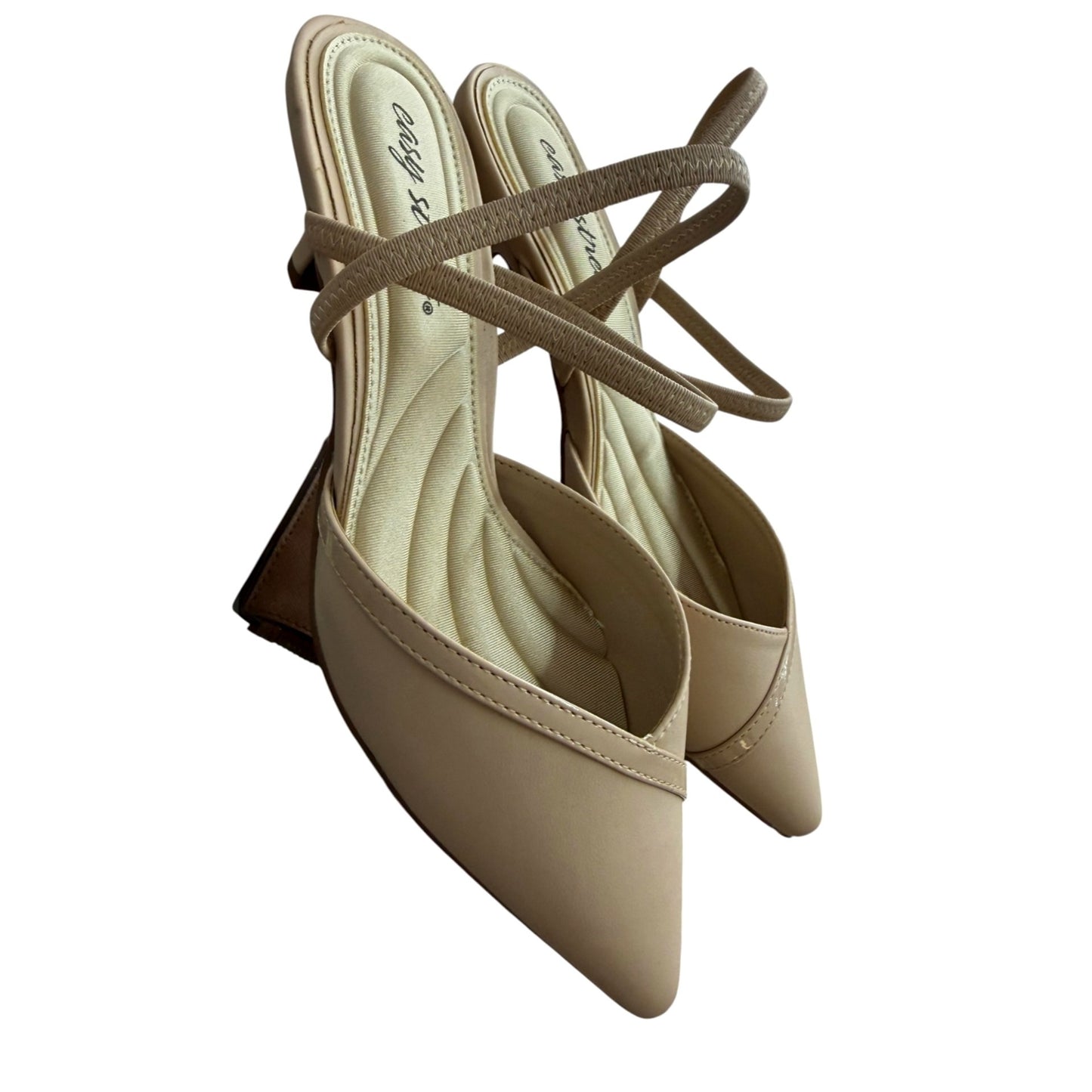Easy Street Beige Kitten Heel Slingback Shoes 7.5W