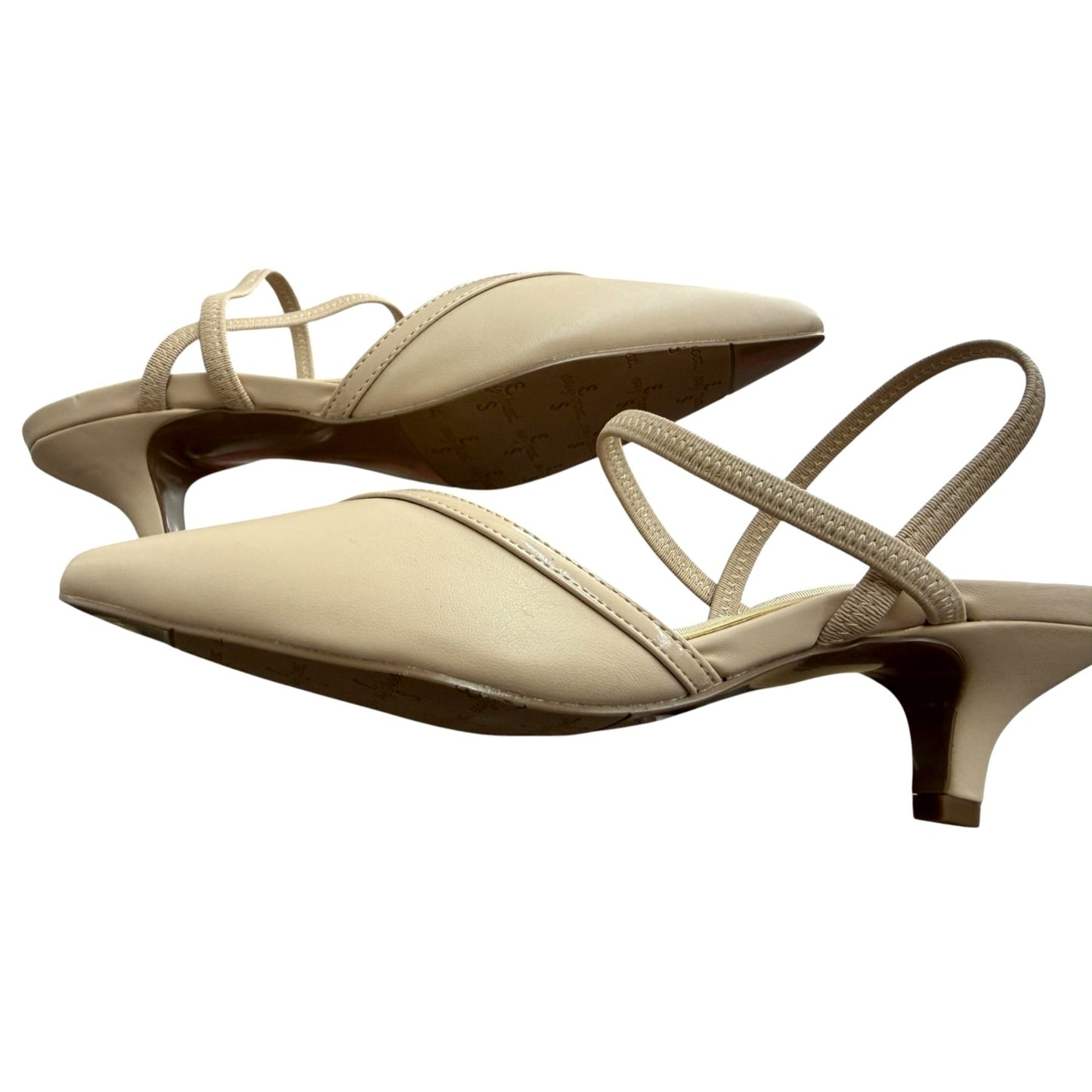 Easy Street Beige Kitten Heel Slingback Shoes 7.5W