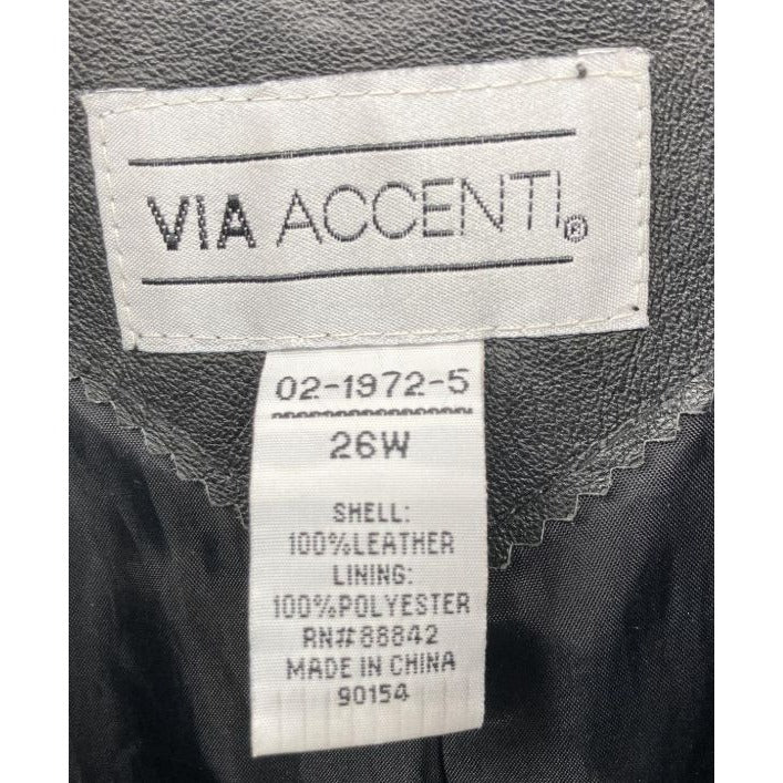 Plus Size 26W Via Accenti Black Leather Jacket Women's