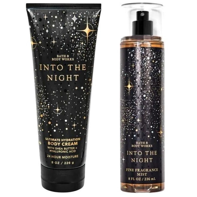 Bath & Body Works Into The Night Ultimate Hydration Body Cream & Fine Fragrance Mist Set NEW