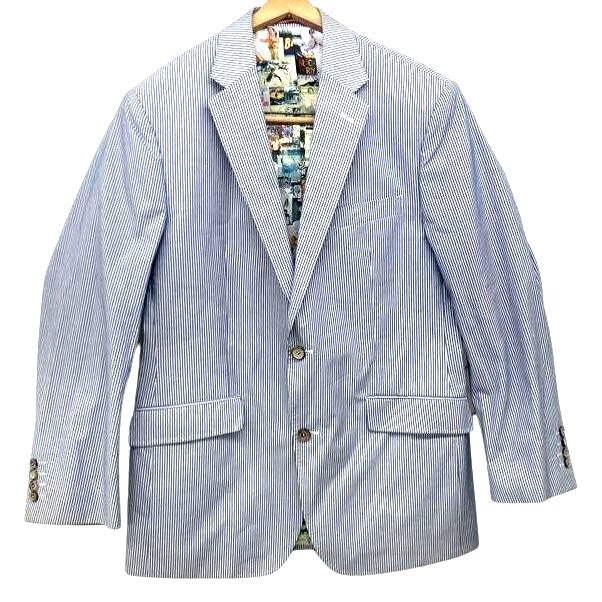 Robert Graham Mens Seersucker Blazer With Colorful Lining Size 40