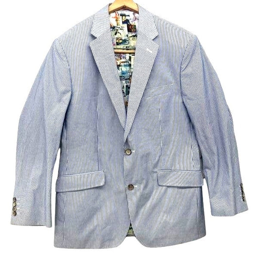 Robert Graham Mens Seersucker Blazer With Colorful Lining Size 40