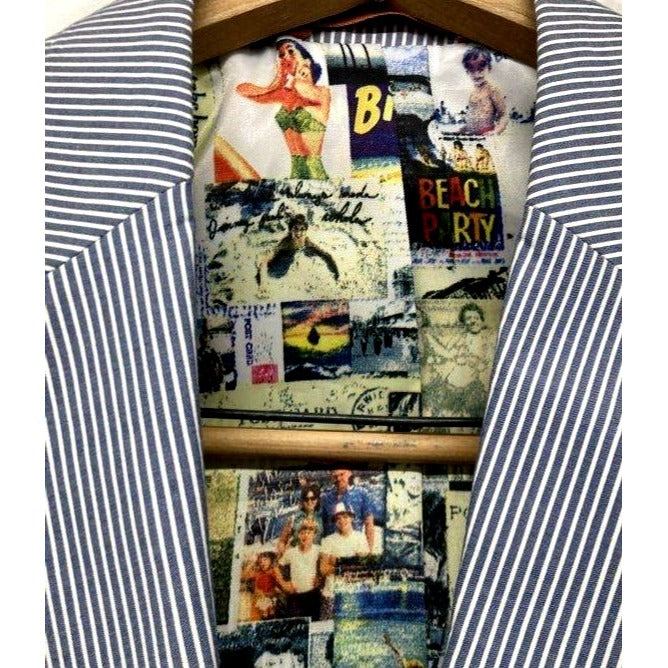 Robert Graham Mens Seersucker Blazer With Colorful Lining Size 40