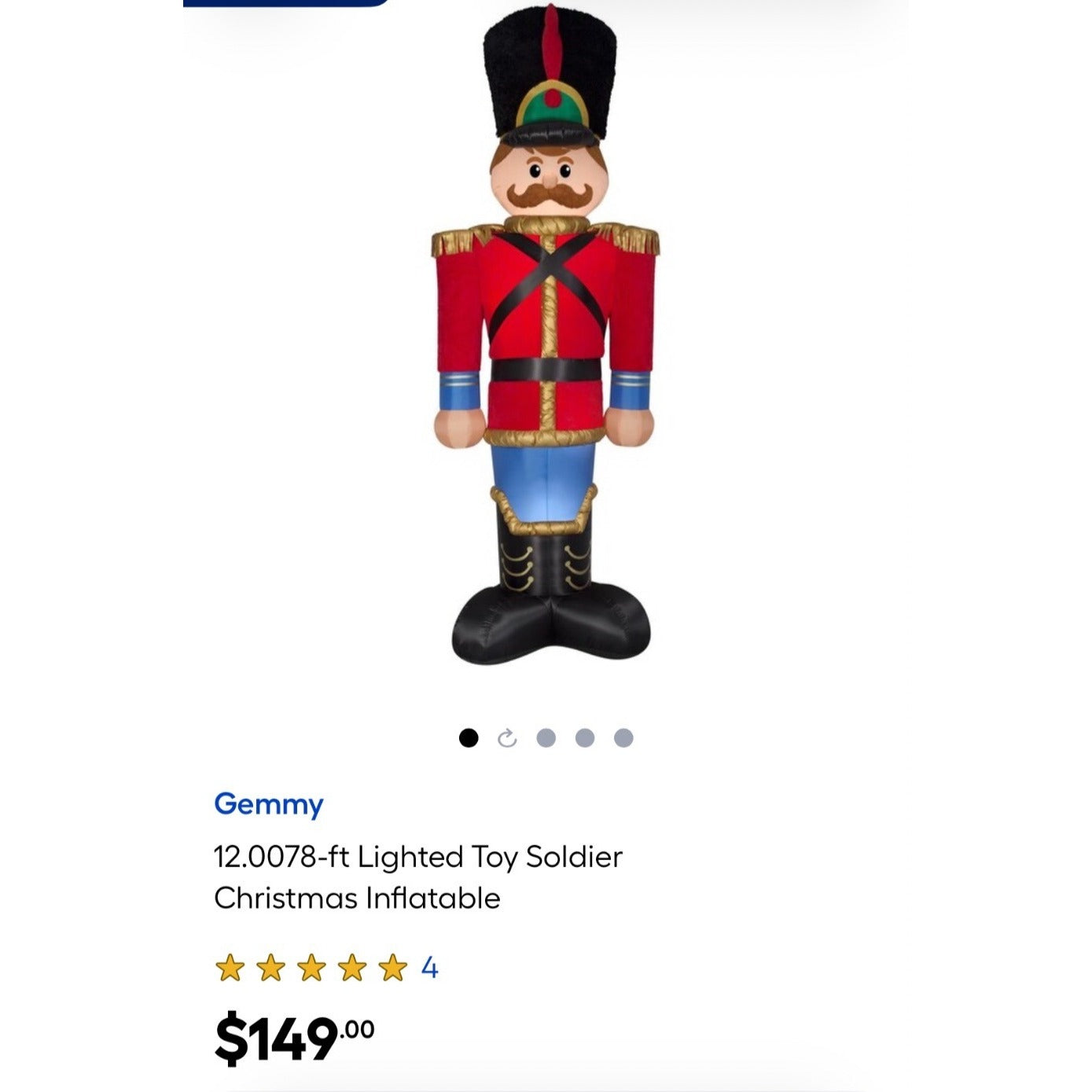 Gemmy 12-Foot Lighted Toy Soldier Christmas Inflatable With Built-In Lights
