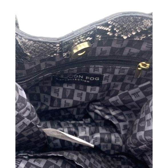 London Fog Black Snakeskin Print Crossbody Bag Adjustable Strap Compact & Stylish