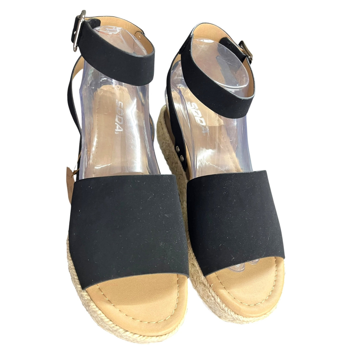 Soda Espadrille Platform Black Sandals Size 9 NWOB
