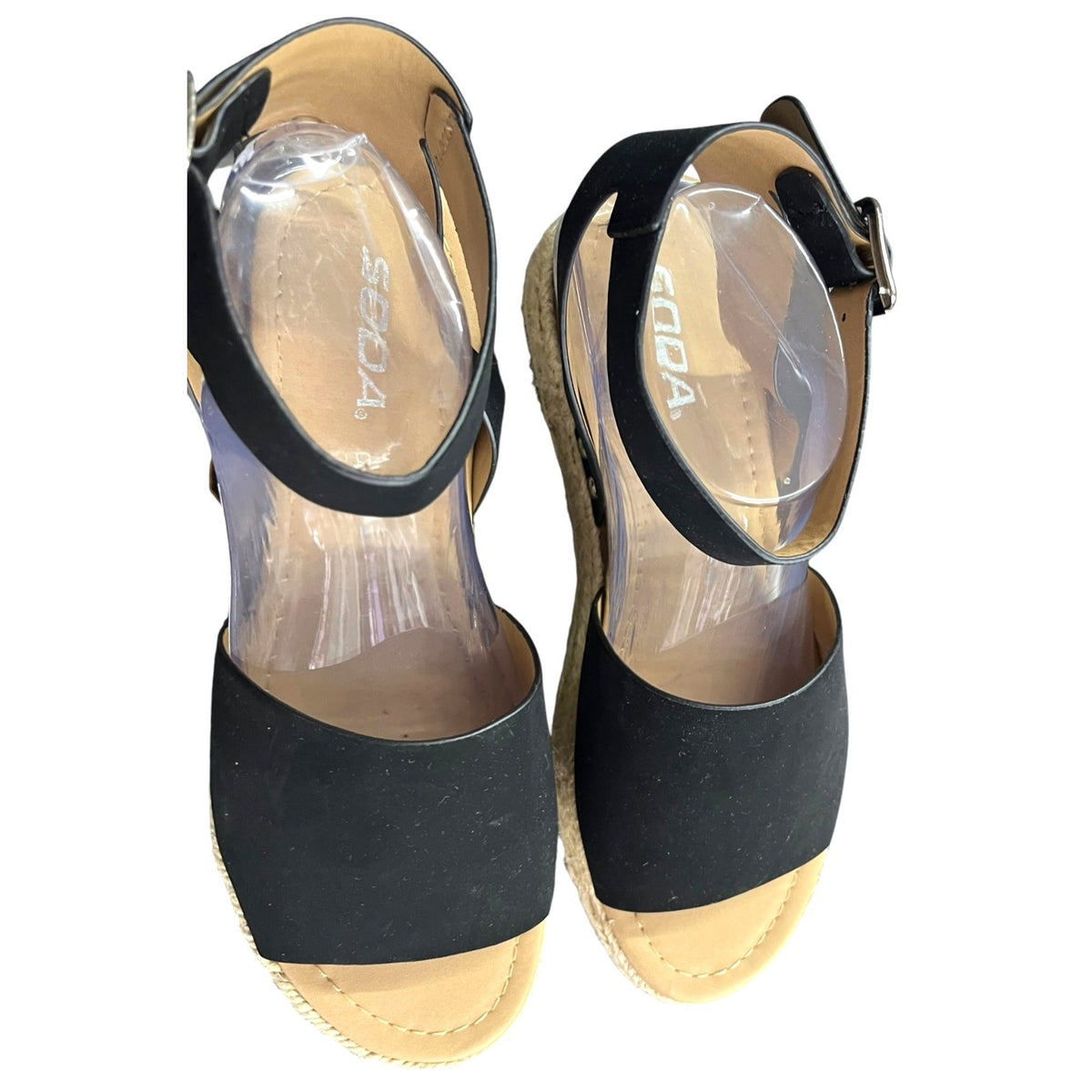 Soda Espadrille Platform Black Sandals Size 9 NWOB