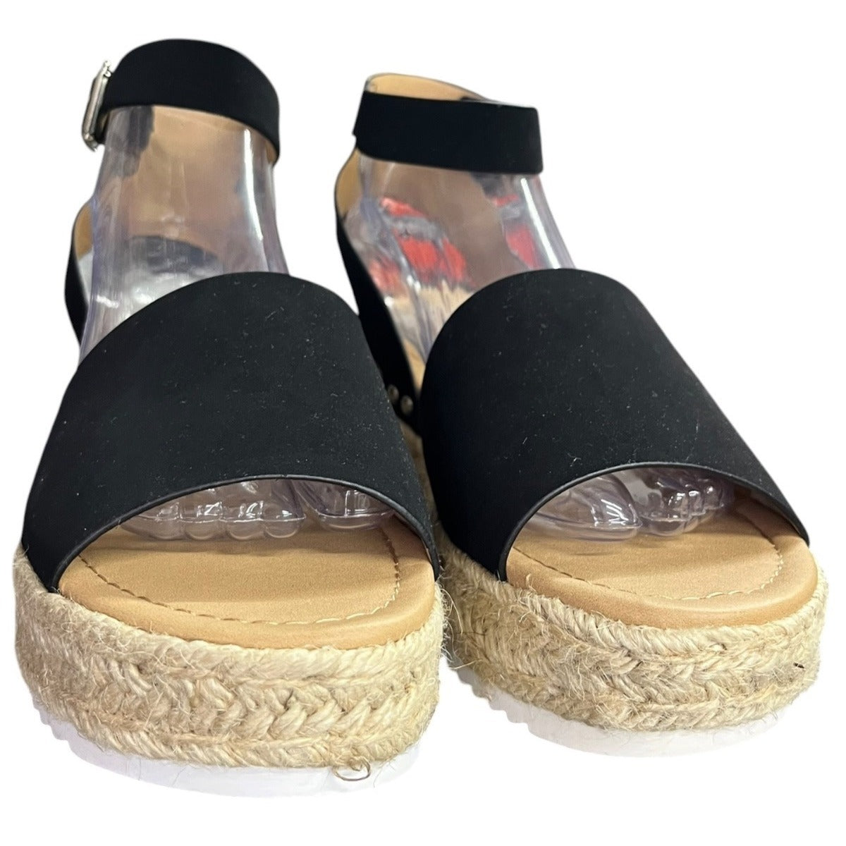 Soda Espadrille Platform Black Sandals Size 9 NWOB
