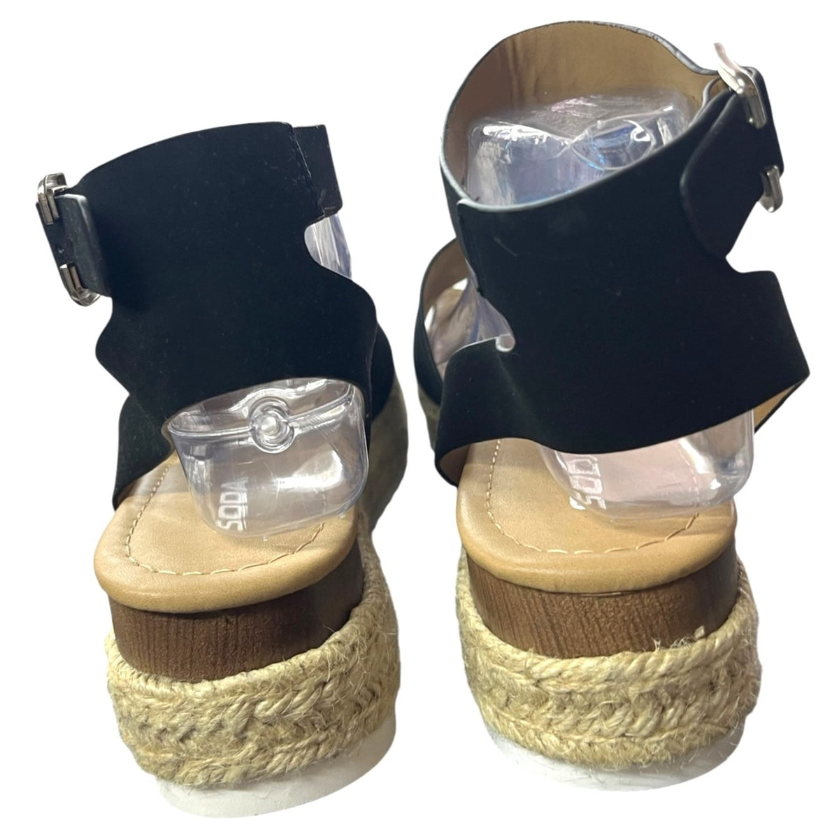 Soda Espadrille Platform Black Sandals Size 9 NWOB