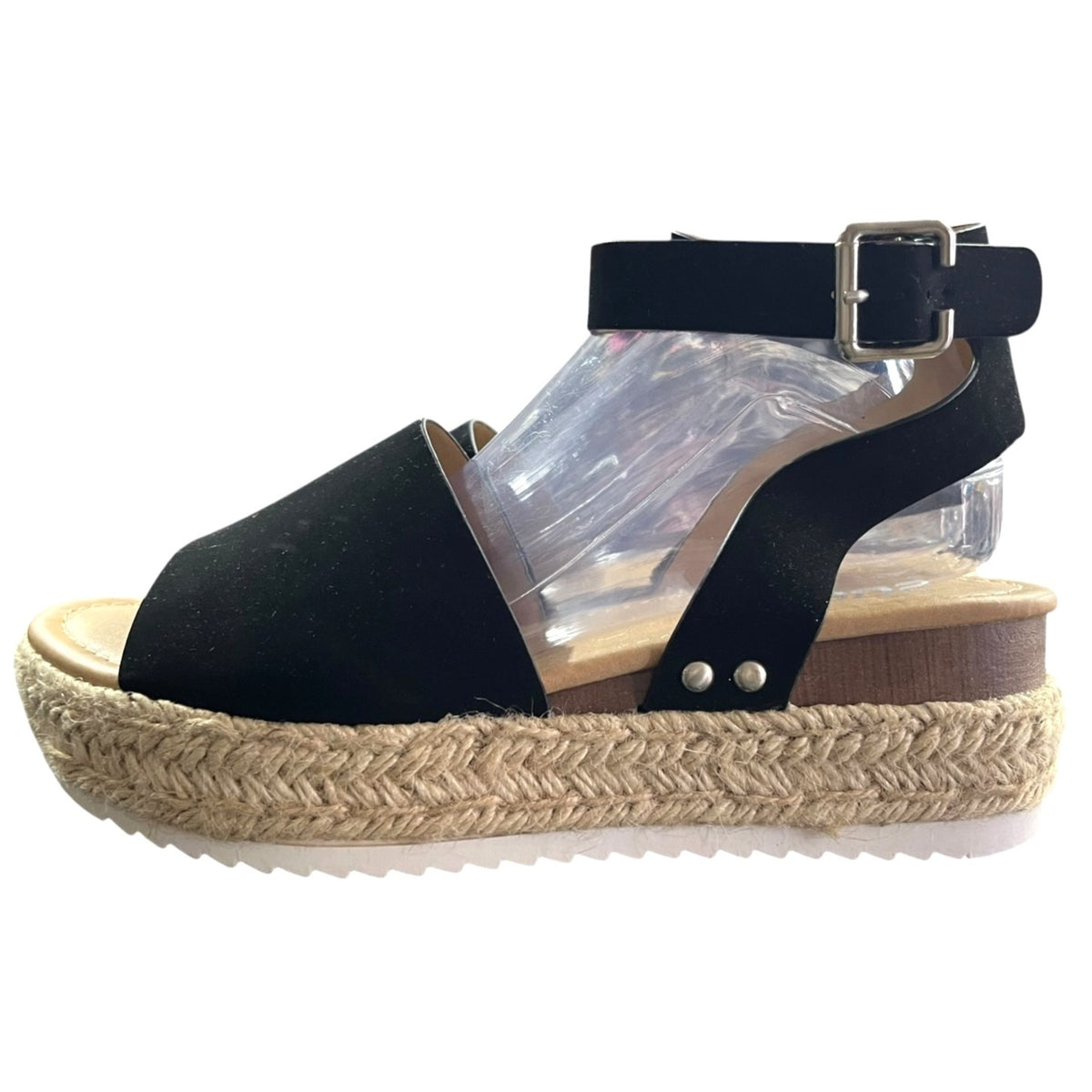 Soda Espadrille Platform Black Sandals Size 9 NWOB