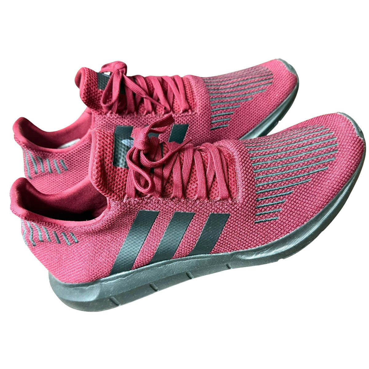 Adidas Maroon & Black Striped Athletic Sneakers Men's Size 12