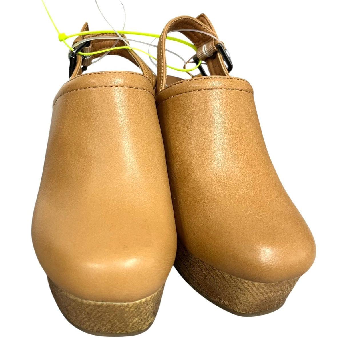 New Universal Threads  Women's Tan Leather Block Heel Mules Size 5