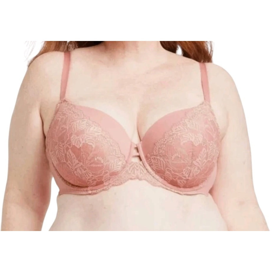 Auden Womens Lace Lightly Lined Underwire Bra Rose Pink Size 46DDD NWT