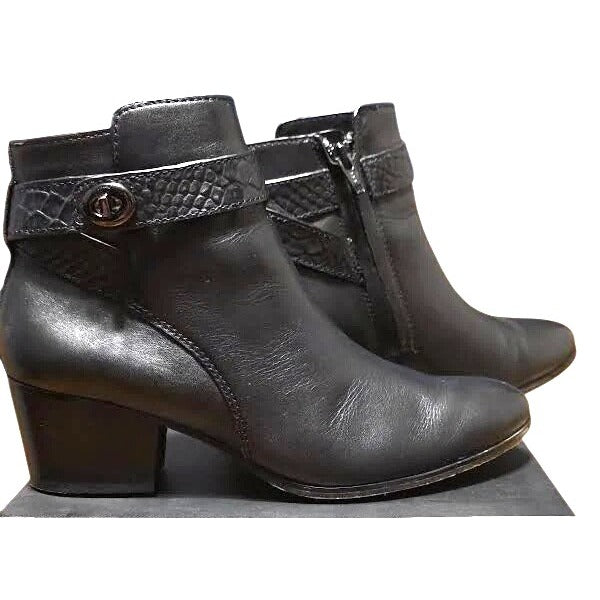 Coach Ankle Bootie Patricia Women's Black Leather Croc Embossed Strap Size 6.5