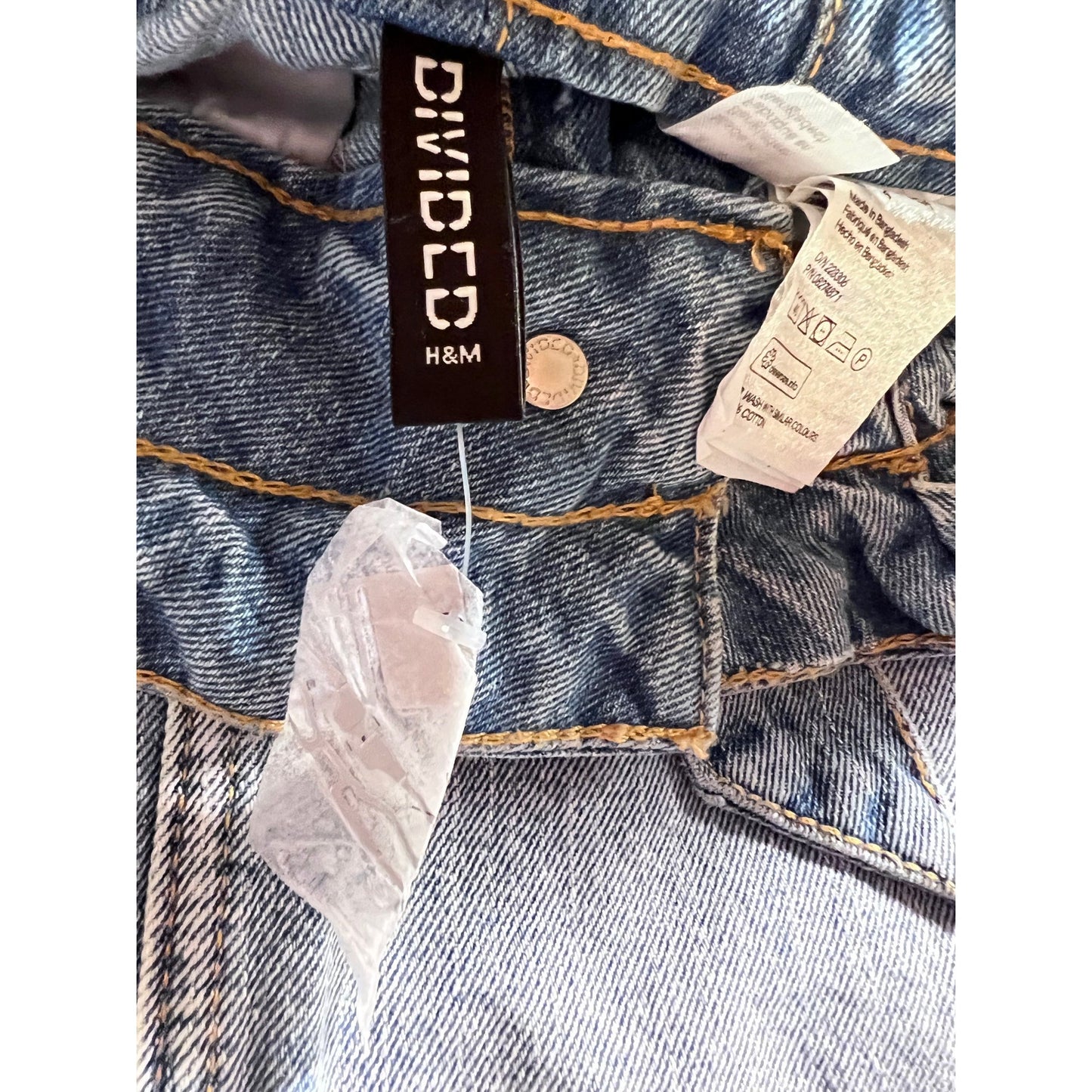 H&M Divided Women's Paperbag Denim Skirt With Tie Belt & Pockets Size 4