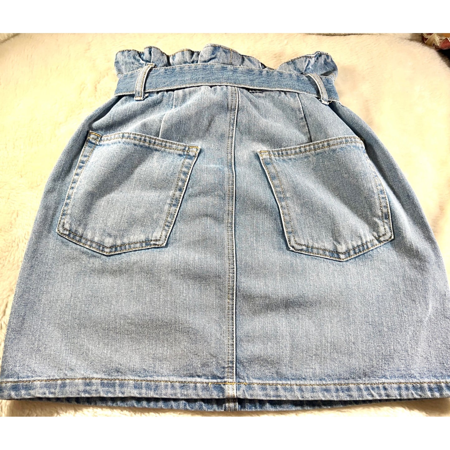 H&M Divided Women's Paperbag Denim Skirt With Tie Belt & Pockets Size 4