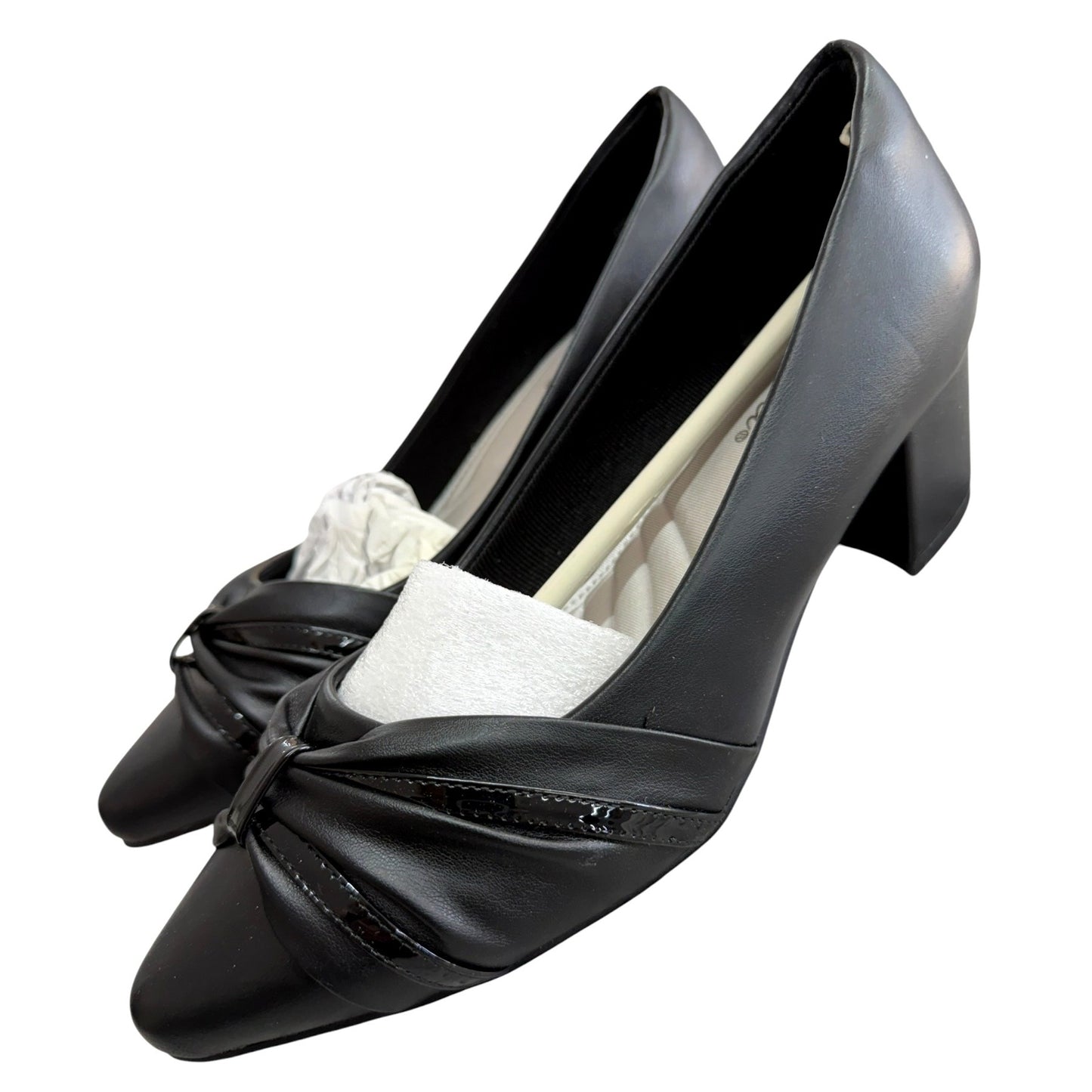 Easy Street Women's Black Low Heel Dress Shoes With Bow Accent 10W NWB