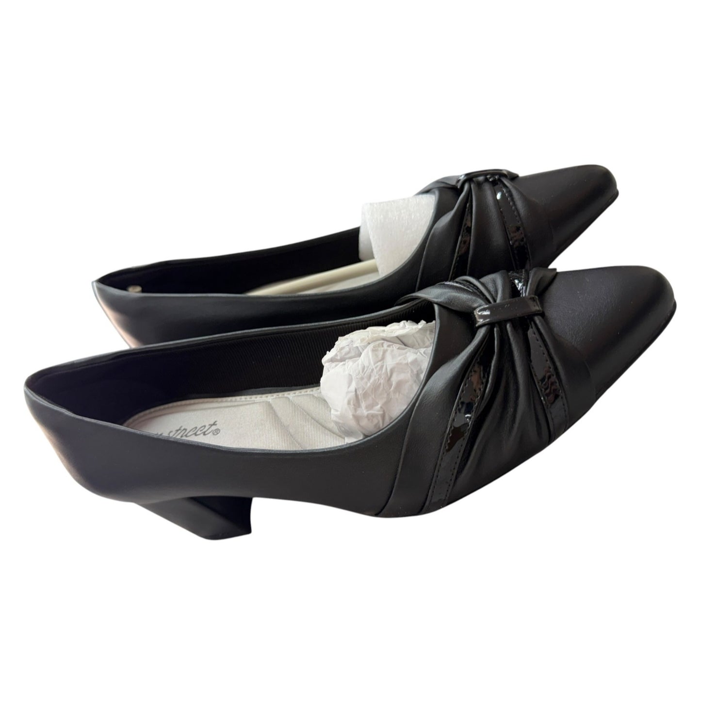 Easy Street Women's Black Low Heel Dress Shoes With Bow Accent 10W NWB