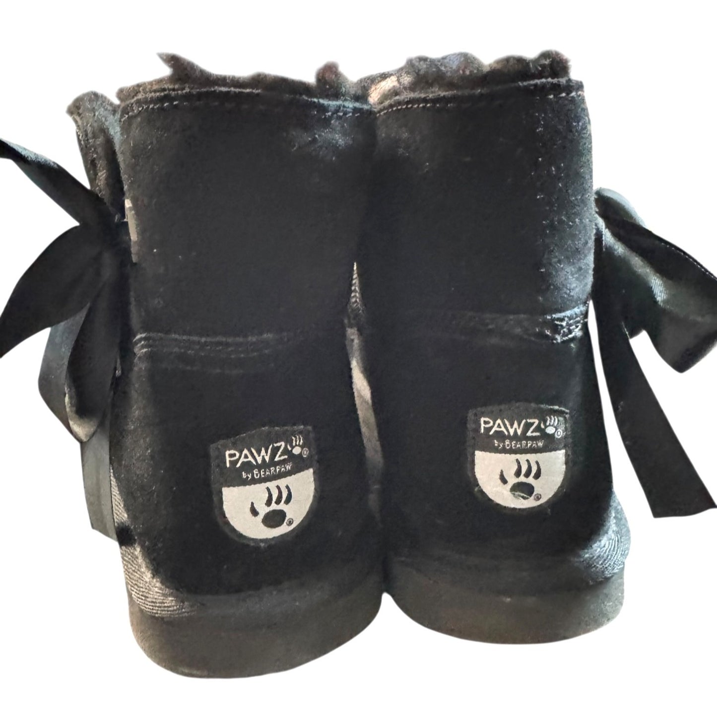 Pawz By Bearpaw Women's Black Suede & Faux Fur Ankle Boots With Sz10