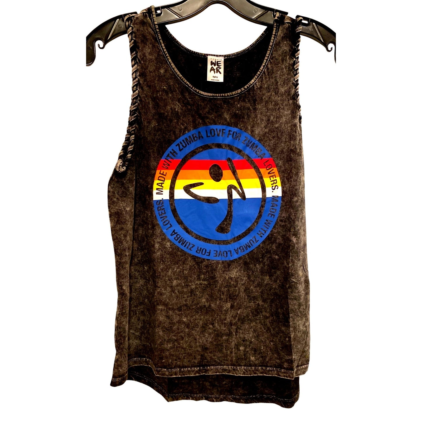 Zumba Black Acid-Wash Sleeveless Tank Top Small NWT