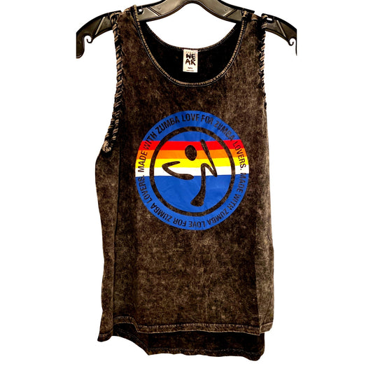 Zumba Black Acid-Wash Sleeveless Tank Top Small NWT