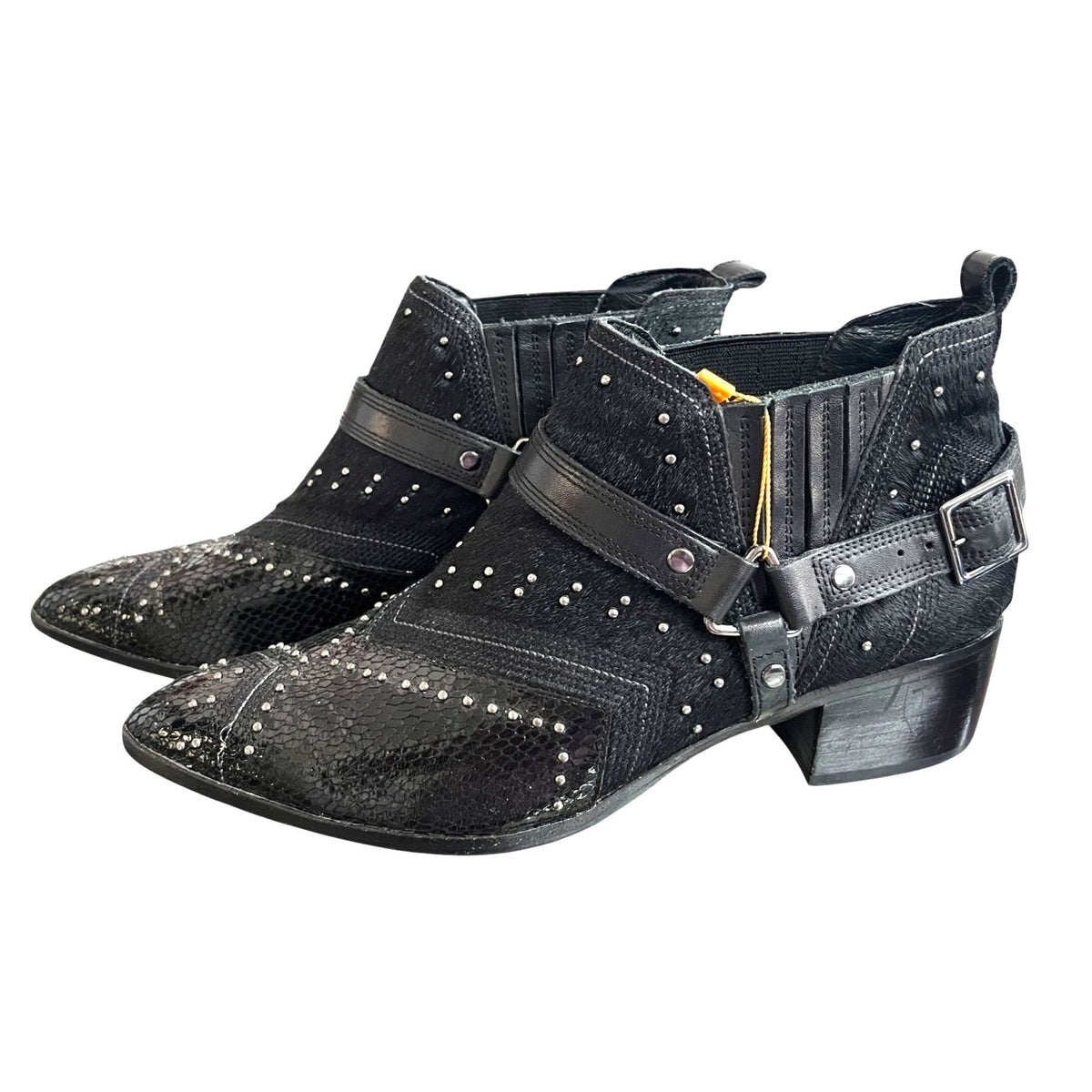 Donald J Pliner Desta Black Calf Hair Ankle Booties - Size 9