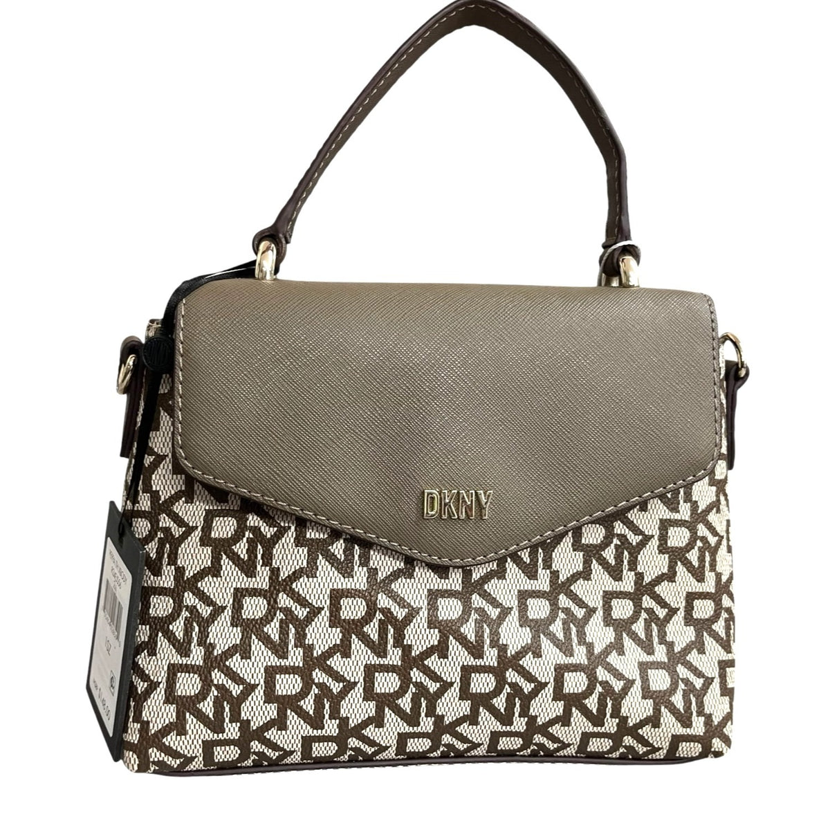 DKNY Monogram Crossbody Bag With Adjustable Strap Brown & Beige NWT