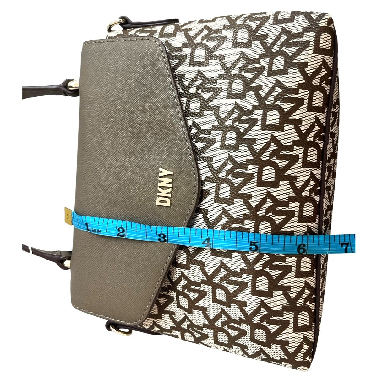 DKNY Monogram Crossbody Bag With Adjustable Strap Brown & Beige NWT