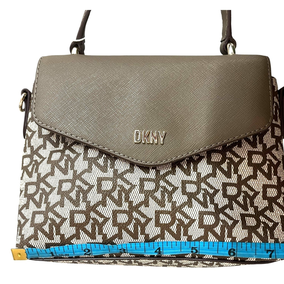 DKNY Monogram Crossbody Bag With Adjustable Strap Brown & Beige NWT