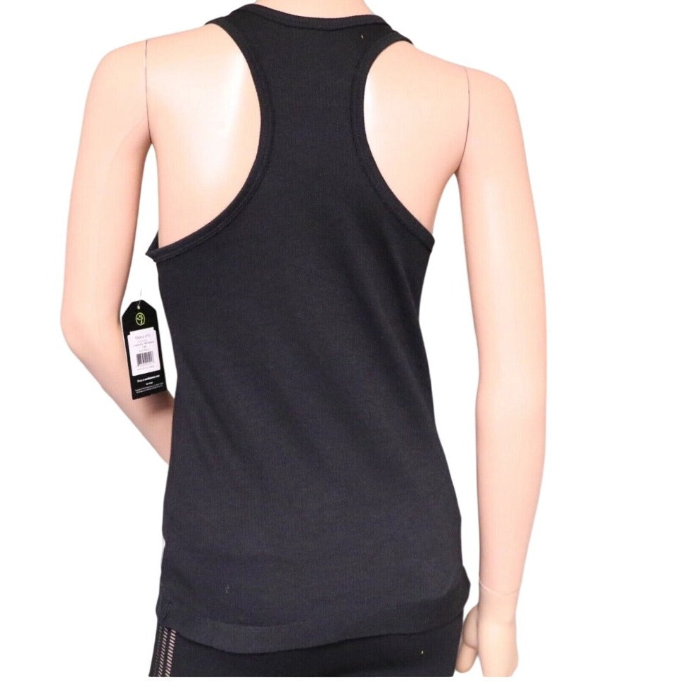 Zumba Womens Racerback Tank Top Black With "Zumba EST. 2001" Small