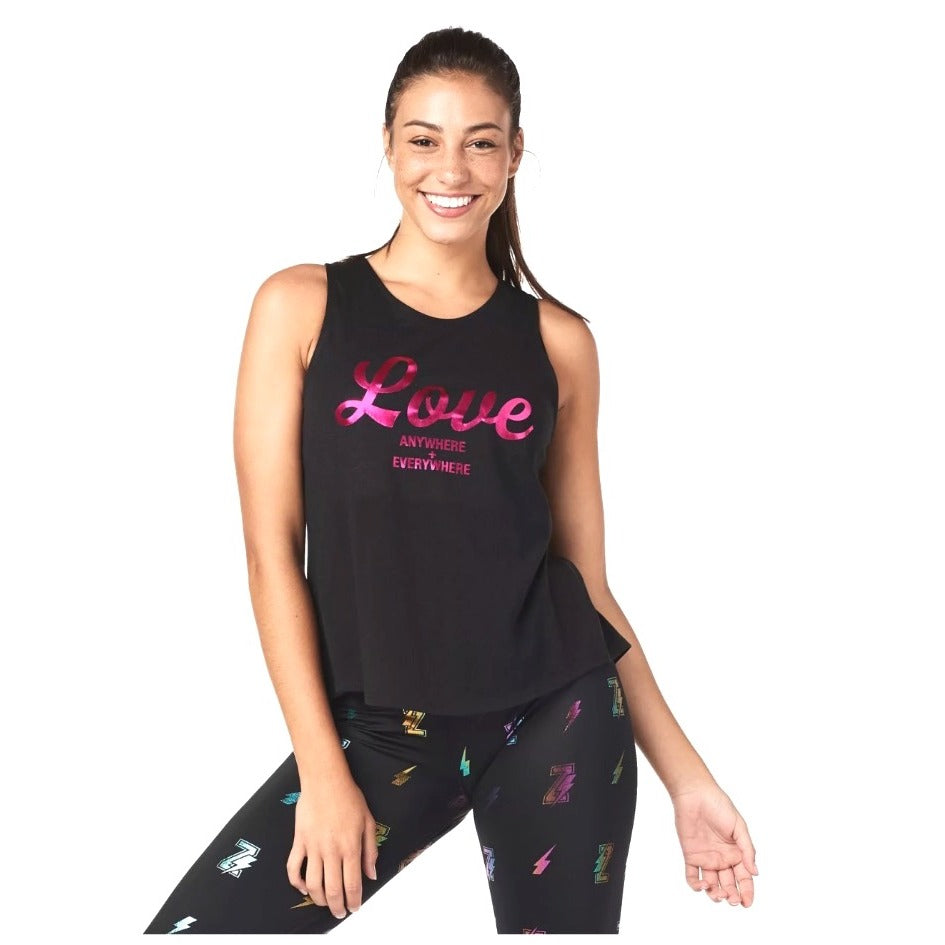 Love Anywhere Everywhere Black Sleeveless Tank Top With Back Cutout Design Small NWT