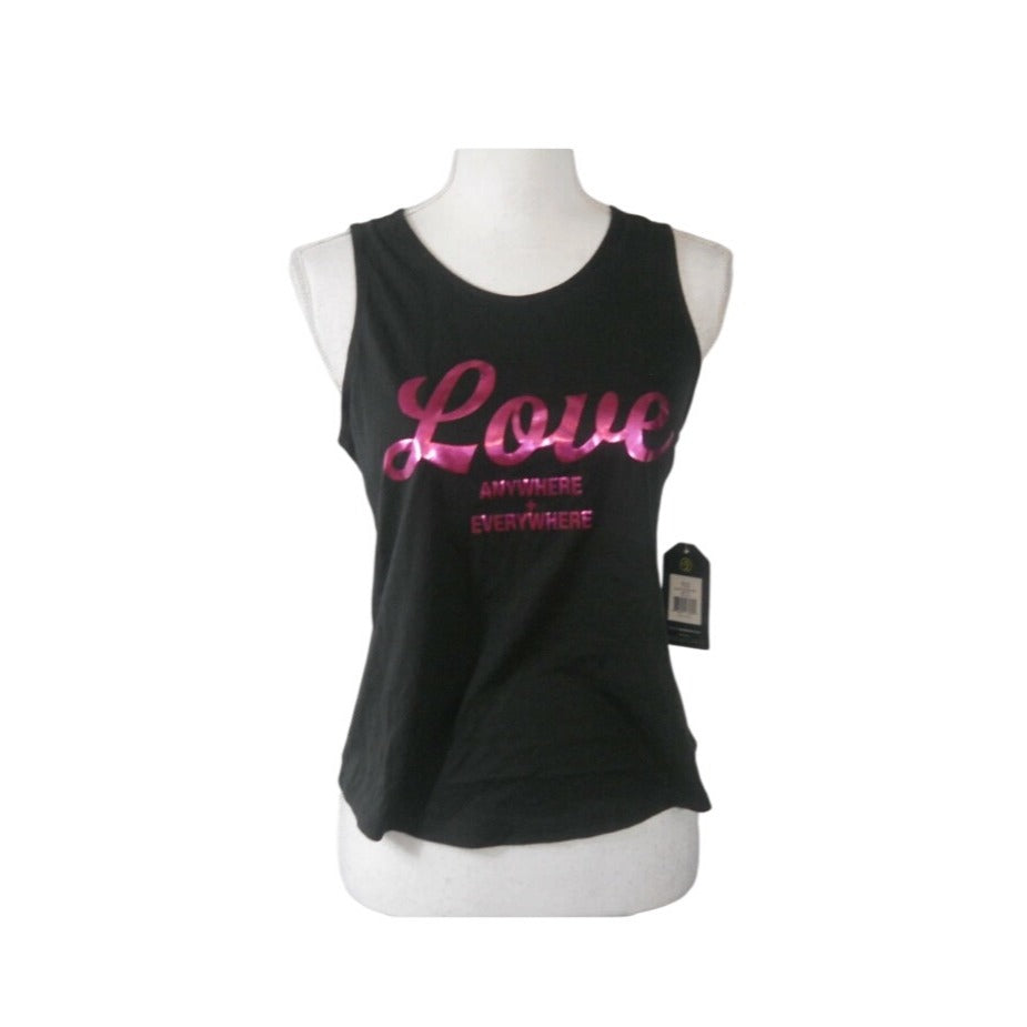 Love Anywhere Everywhere Black Sleeveless Tank Top With Back Cutout Design Small NWT