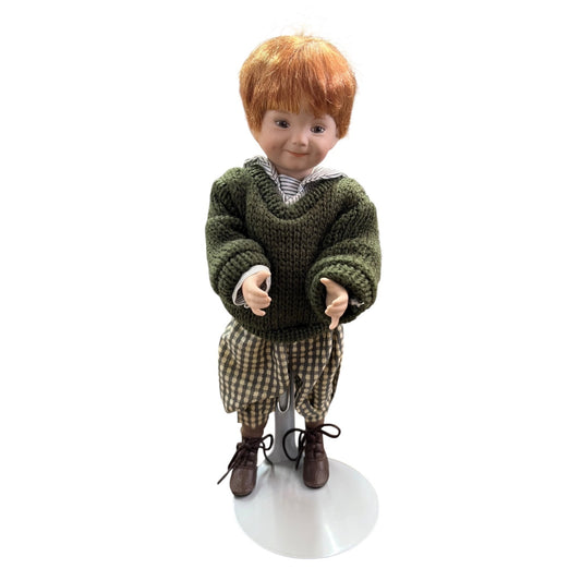 Dianna Effner Mother Goose Collection "Snips & Snails" Porcelain Doll With Stand