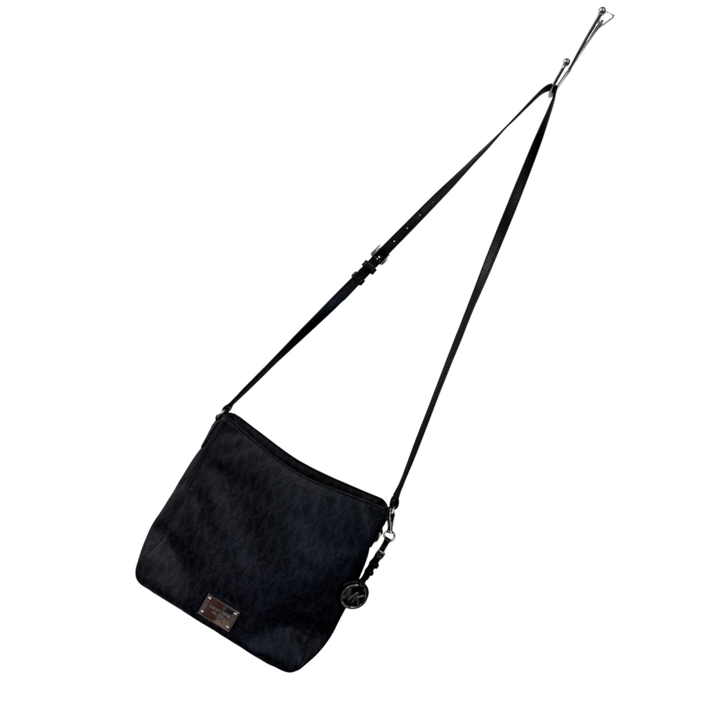 Michael Kors Black Monogram Print Crossbody Bag Adjustable Strap Zipper Closures Durable & Stylish Design
