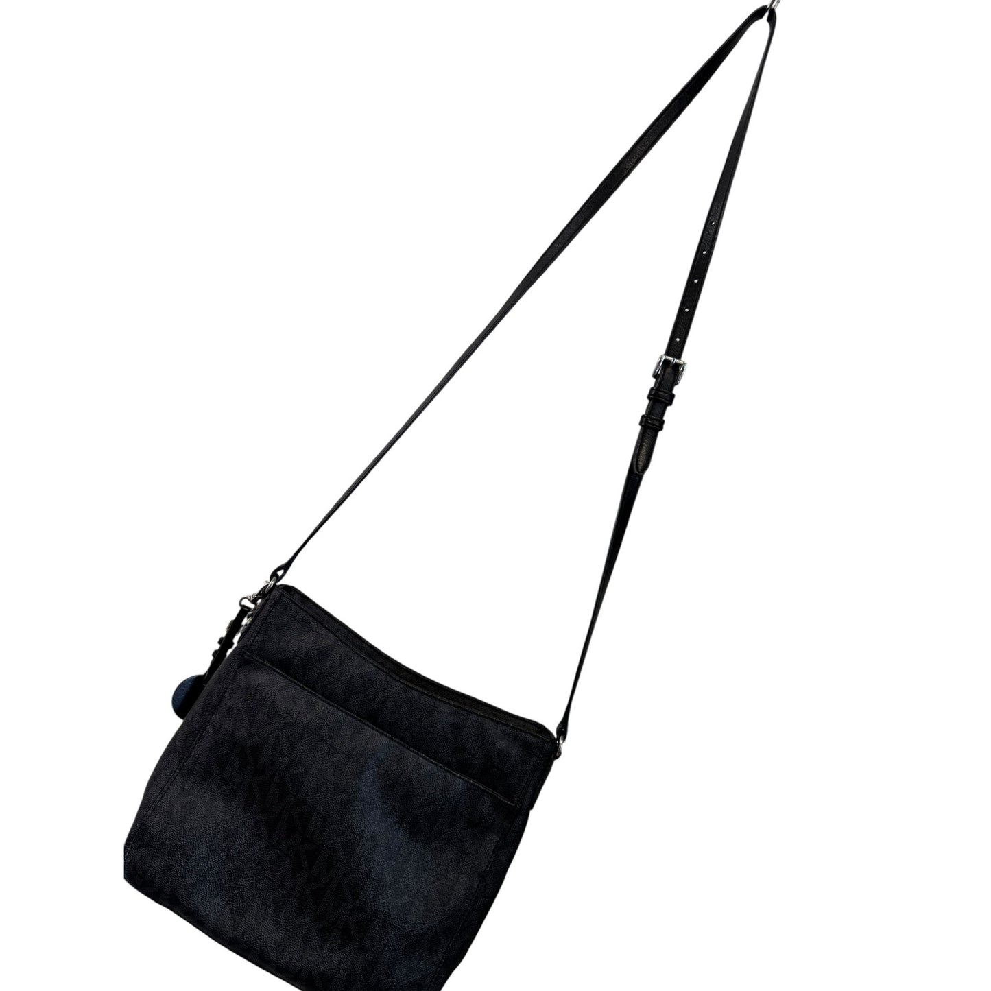 Michael Kors Black Monogram Print Crossbody Bag Adjustable Strap Zipper Closures Durable & Stylish Design