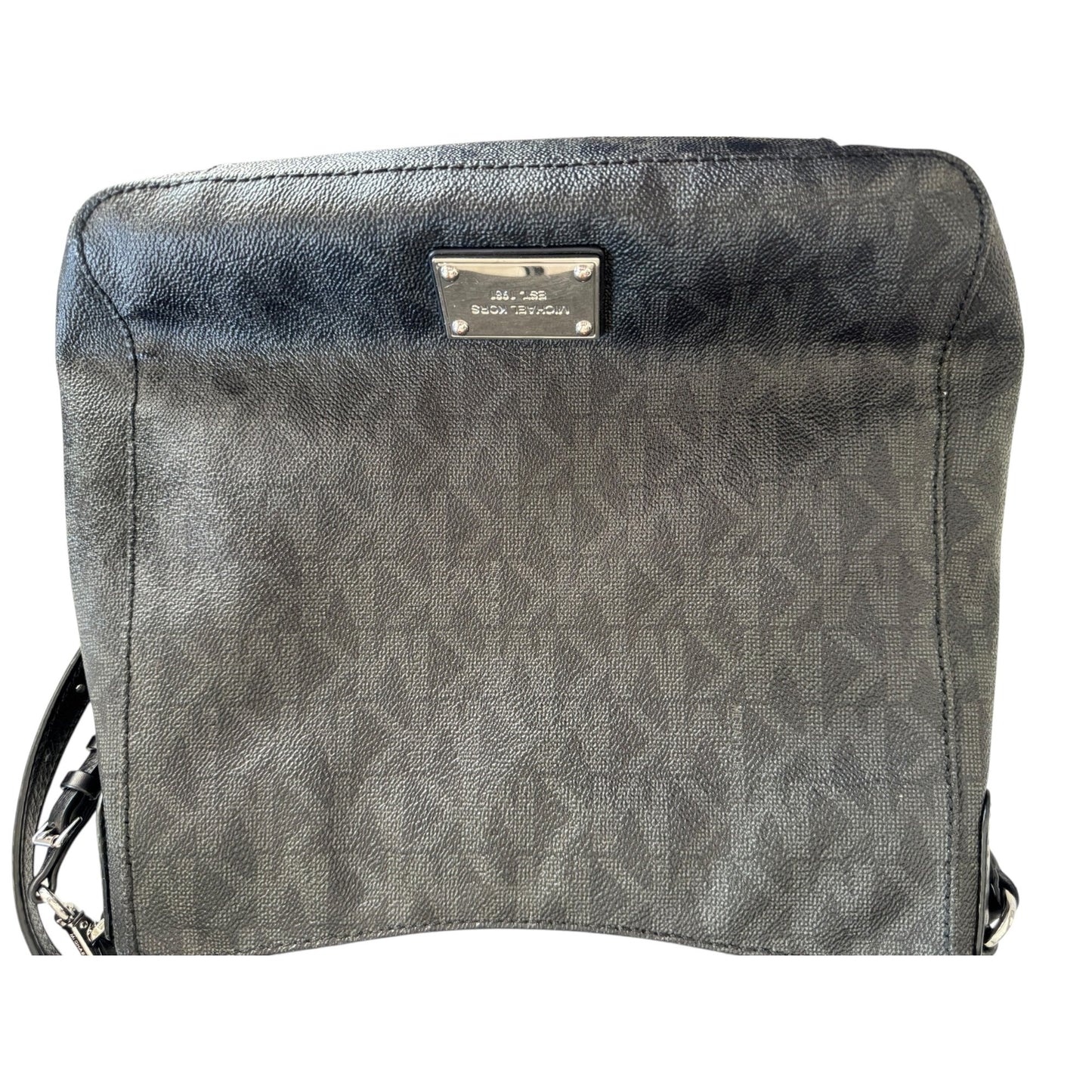 Michael Kors Black Monogram Print Crossbody Bag Adjustable Strap Zipper Closures Durable & Stylish Design