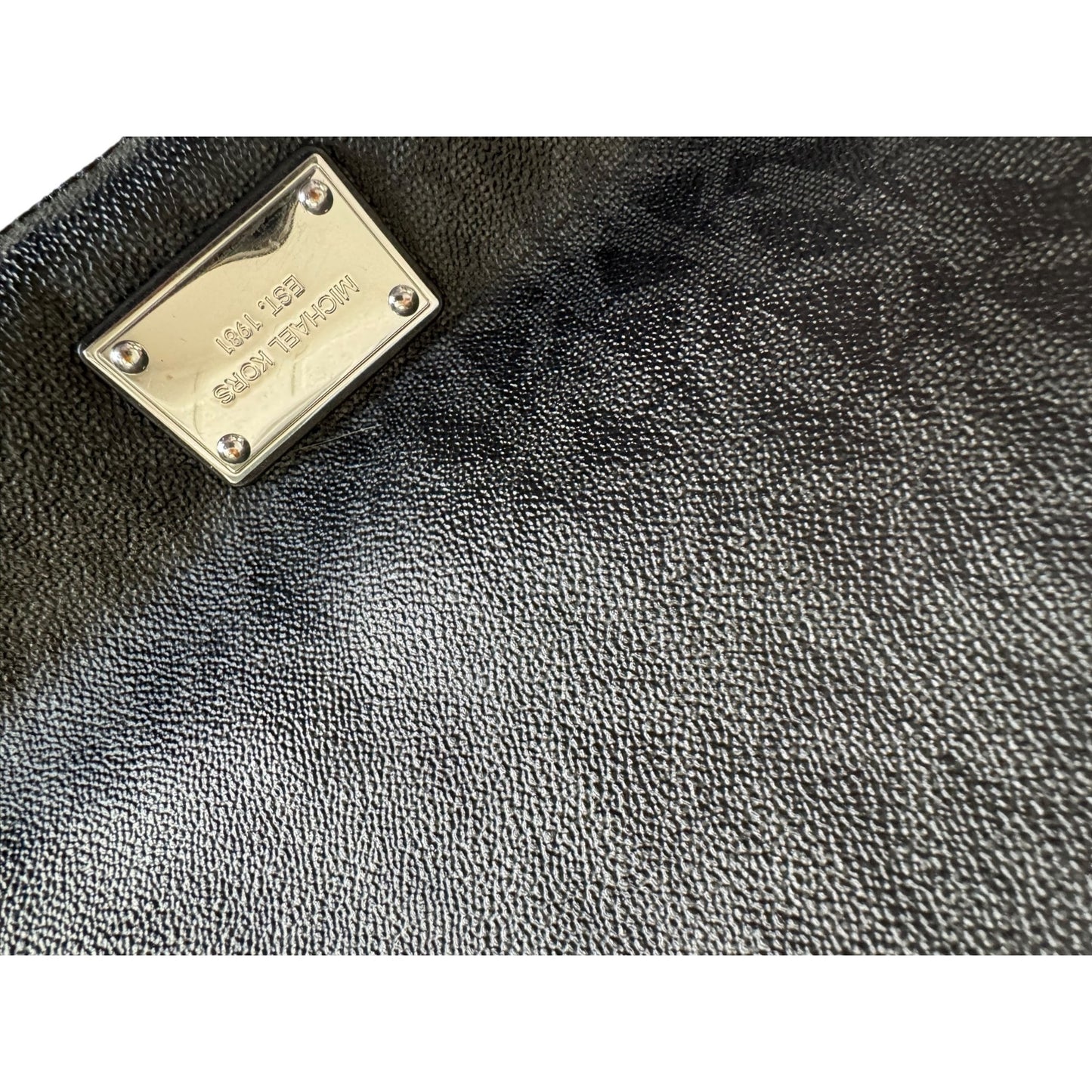 Michael Kors Black Monogram Print Crossbody Bag Adjustable Strap Zipper Closures Durable & Stylish Design