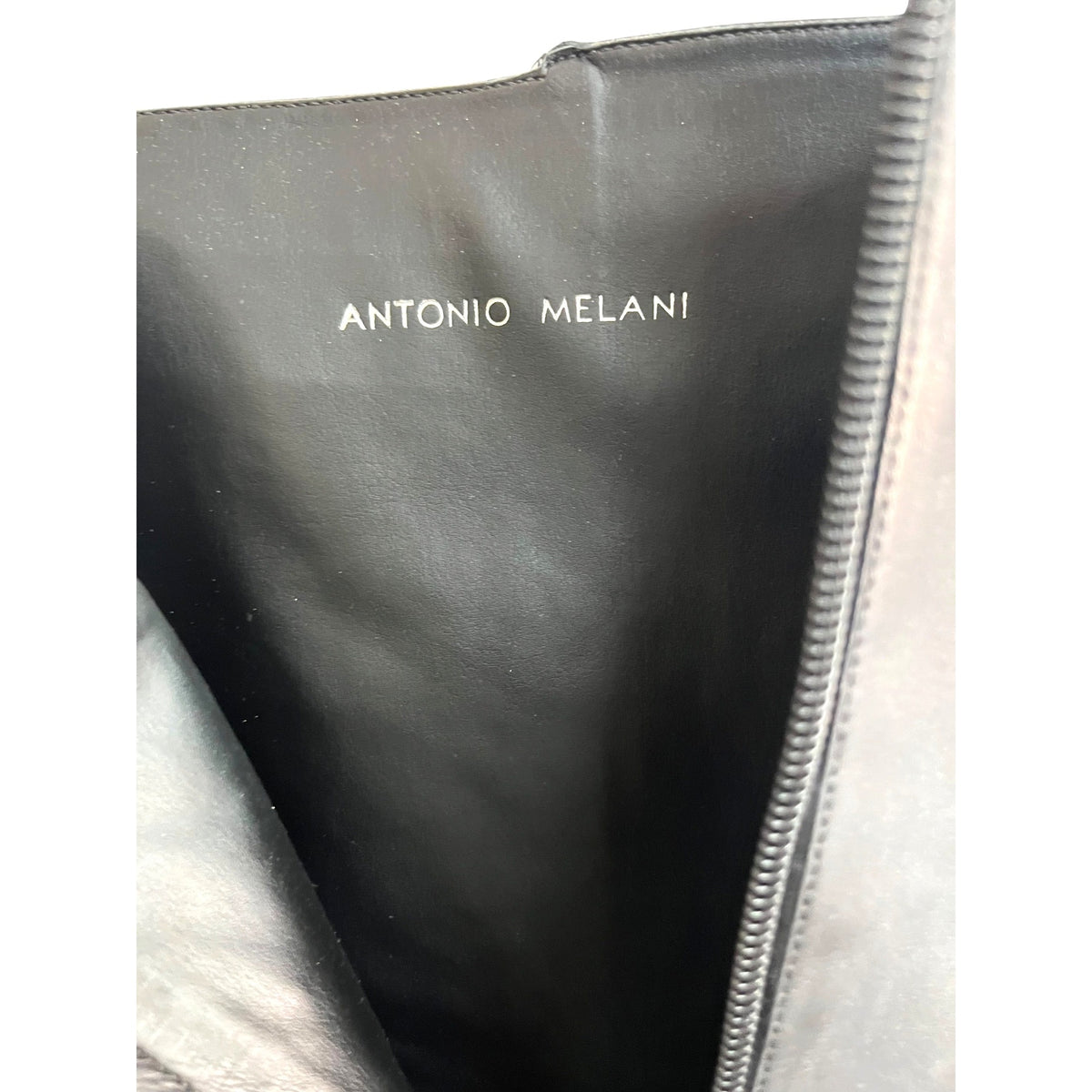 Antonio Melani Black Leather Knee-High Heeled Boots With Buckle Detail Size 9M